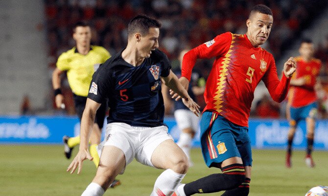 Croacia contra España en el juego de la Liga de Naciones