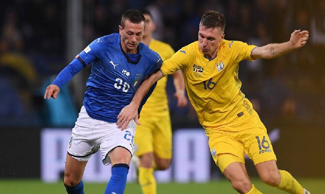 Ucrania en partido amistoso contra Italia