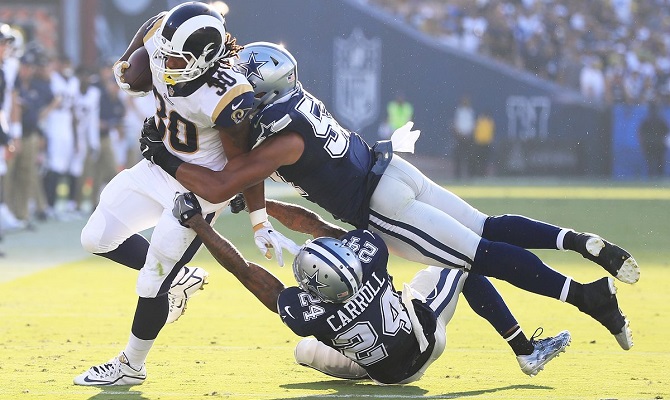 Todd Gurley y los Carneros de Los Angeles buscan una victoria ate los Vaqueros de Dallas.