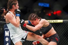 La mexicana Alexa Grasso en pleno combate en un evento de UFC