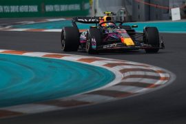 Sergio Pérez al mando del Red Bull en el Gran Premio de Miami 2023