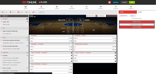 BetOnline apuestas ao vivo