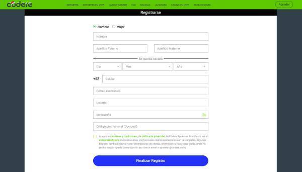 Registro en Codere