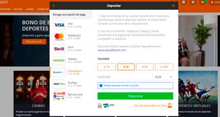 ayuda para depositar con Paysafecard
